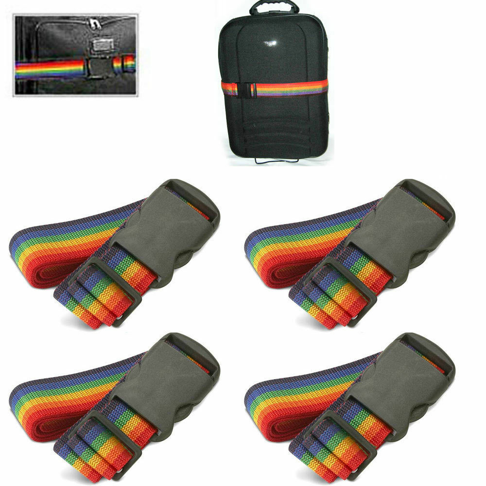 2/4 Pack Travel Luggage Suitcase Strap Rainbow Color Belt Baggage Backpack Bag