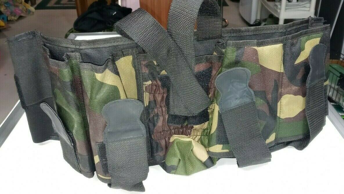 Camo  Hook And Loop Paintball Belt Holds 4 Pods + Hp Air Or Co2 Bottle Middle