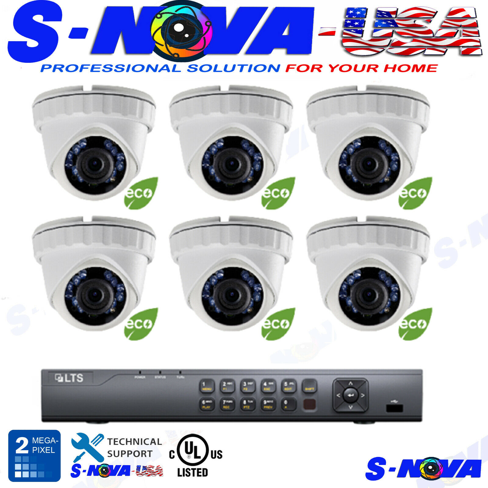 Lts  Security System 6  Kit / H.265/h.265+ / 1080p / 8 (2mp) Turret  / 2tb Hdd