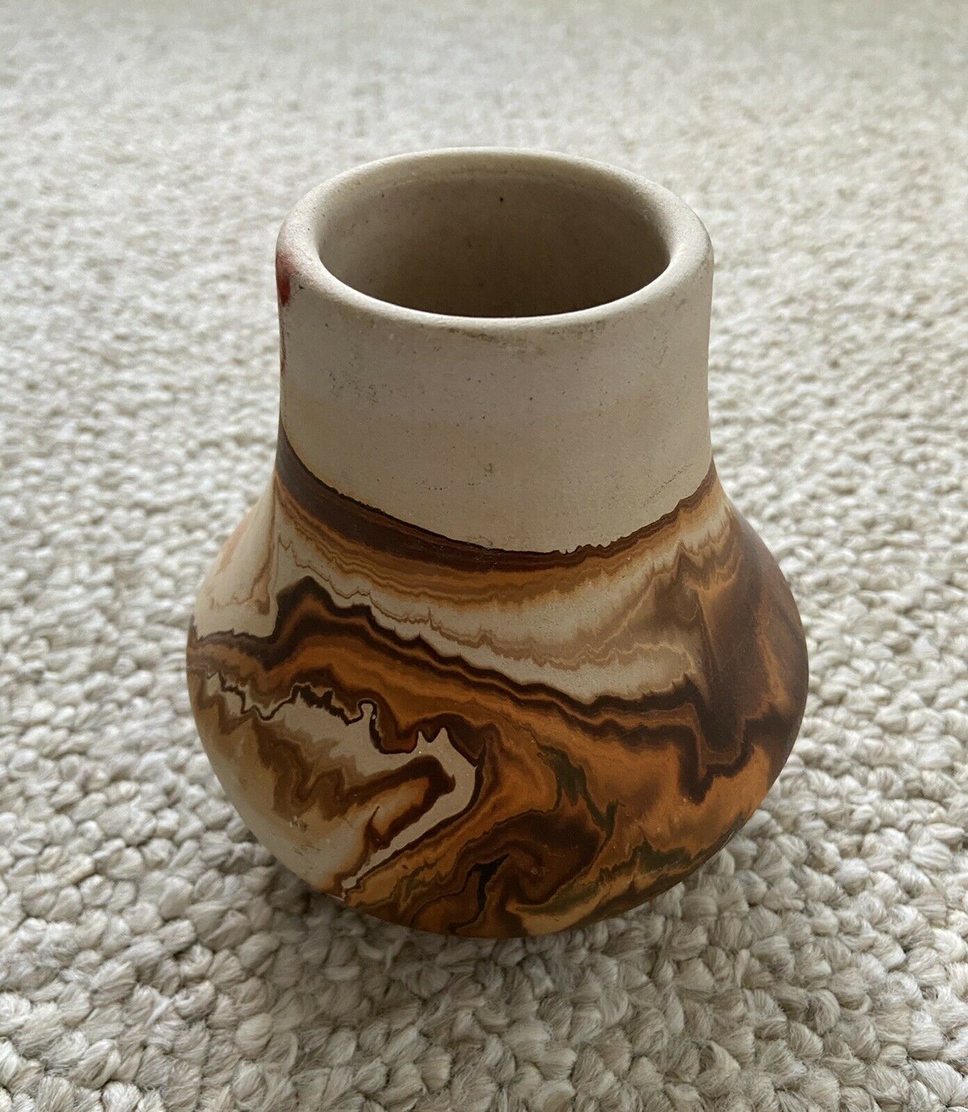 Vintage Nemadji Pottery Marbled Brown Clay Vase