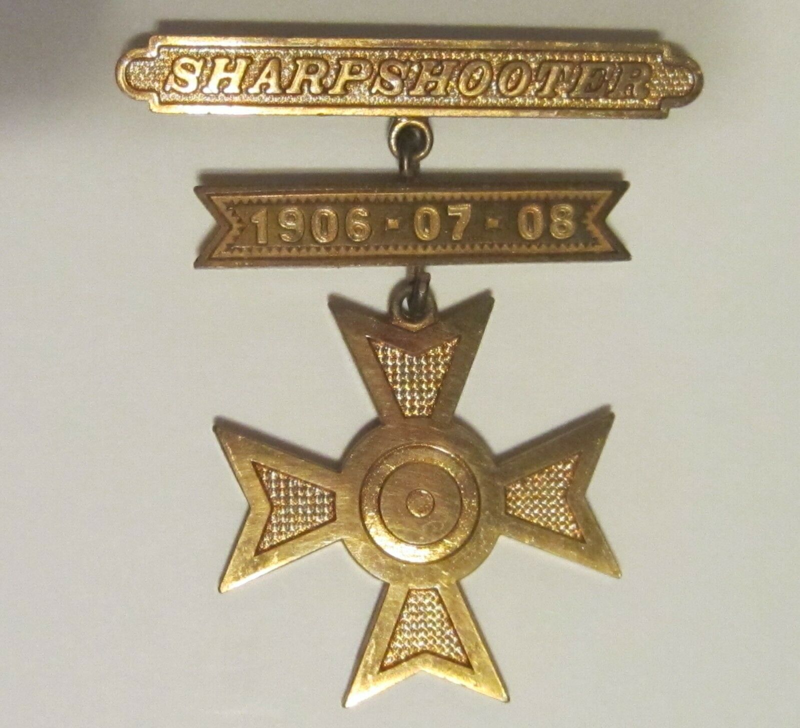 Pre-ww1 Pin Type Rifle Sharpshooter Badge 1906 1907 1908 Qualification Bar