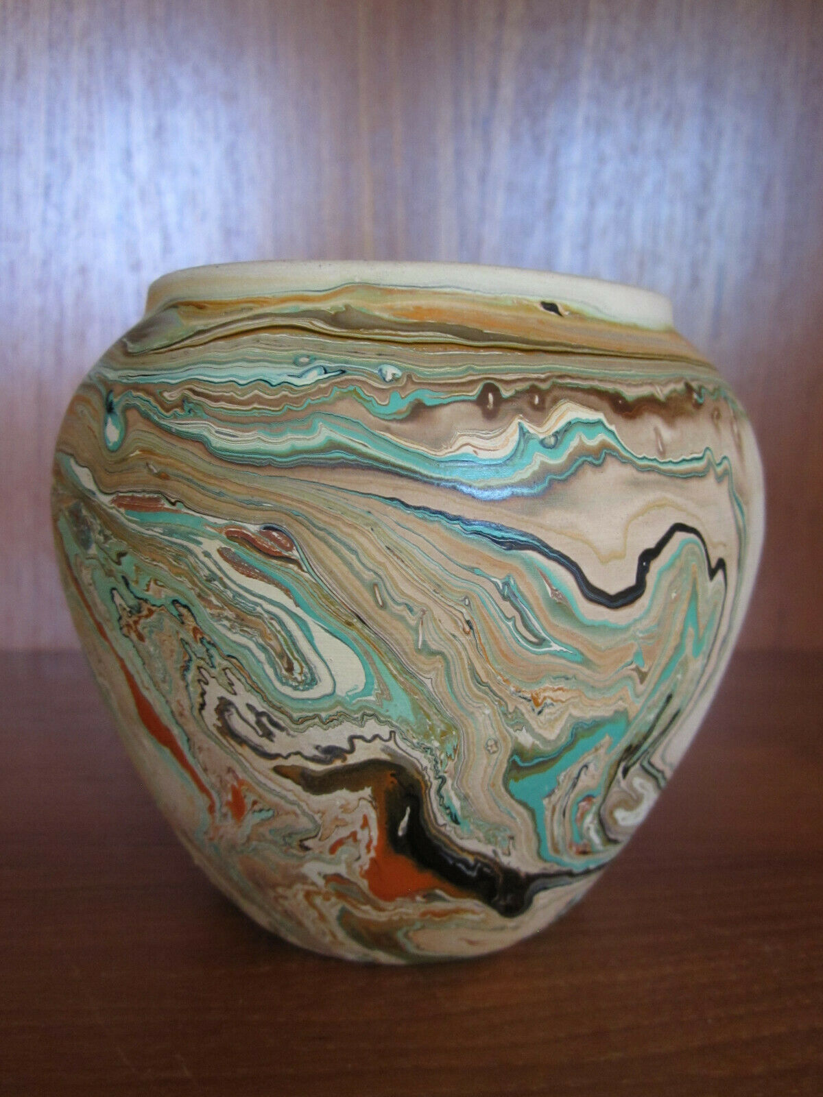 Namadji Badlands Pottery Vase 4 1/2 X 4 1/2 Swirl Design